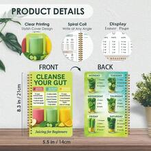 健康排毒果汁主题螺旋笔记本（1本）| 内含计划页 | 尺寸：5.5 x 8.3 英寸 | 适合初学者 | 食物追踪 | 购物清单 | 食材管理指南 | 灵活减肥 - A - 查看 2