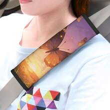 Funda única para cinturón de de coche con estampado de mariposa, almohadilla para el hombro del cinturón de del interior del coche - Multicolor - Ver 2