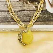 Dây chuyền hạt cườm thủ công phong cách Bohemian, dây chuyền mặt tròn nhiều lớp nhiều màu sắc kiểu cổ điển dành cho nữ, trang sức - vòng cổ hạt - Xem 6