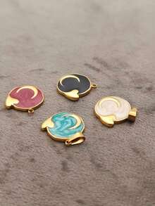 1件波西米亚风格月亮心形吊坠，适合日常佩戴、节日、约会、婚礼、送礼 - 彩色 - 查看 3