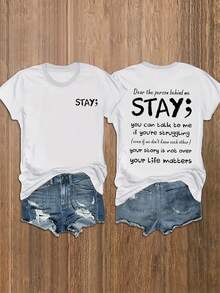 Summer Women'S Front And Back STAY Printed Short-Sleeve T-Shirt, Made From Comfortable And Breathable Fabric, Perfect For Casual Sports Style, Suitable For Spring And Summer. Loose Fit Benito Bowl,Big Game, Football Fast Delivery Women'S Casual And Stylish Short-Sleeved Printed Shirt/T-Shirt, Breathable, Suitable For Outdoor Sports, Everyday Wear, Birthday Gifts, Christmas Gifts, Halloween Gifts, Or As A Commemorative Shirt For Friends Or Loved Ones. Also Suitable As A Pullover - trắng - Xem 1