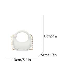 New Fashionable Favorite! Round Crescent-Shaped Bag * Metal Chain, Unlocks Multi-Scenario Styling Aesthetics. Rounded Crescent-Shaped Handbag & Shoulder Bag, Paired With Sculptural Ball Handle. - Multicolor - View 8