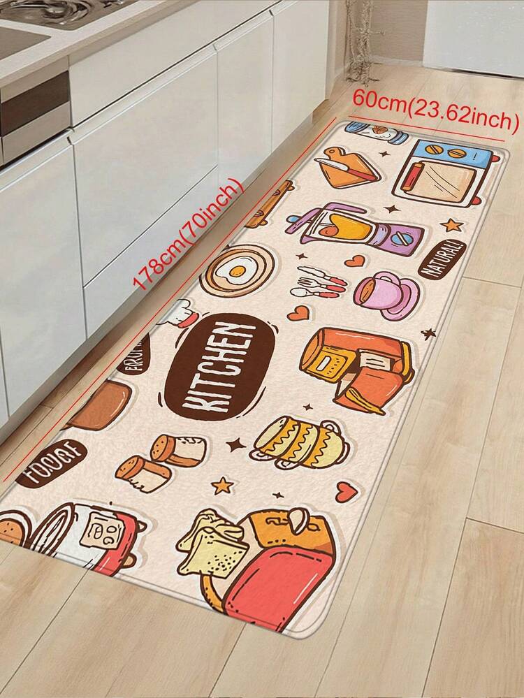 1pc Cartoon Kitchen Theme Printed Kitchen Mat, Rug, Carpet For Dining Room, Hallway, Runner, Small Rug, Machine Washable, Suitable For Party, Holiday Gift, Applicable To Living Room, Bedroom, Kitchen, Bathroom, Balcony, Laundry Room, Entryway - Kitchen Essentials - View 17