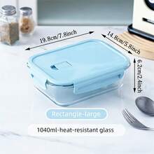 Nueva llegada de moda Caja de almuerzo de vidrio borosilicato reforzado para comer el almuerzo, organizador de refrigerador, caja de almacenamiento de refrigerador, contenedor de almacenamiento de cocina apilable, caja bento a prueba de fugas, apto para microondas y congelador para almacenamiento de cocina&organización de refrigerador - Multicolor - Ver 21