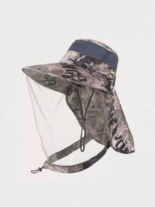 1pc Men's Summer Camouflage Anti-Mosquito Sun Hat With Full Face Mesh Veil, Outdoor Sun Protection Fishing Cap,Beach,Holiday - All Inclusive Sun Hat - View 8