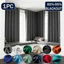1pc/2pcs Blackout Curtains, Heat Insulating Blackout Curtains, Opaque Curtains With Grommets, Light Blocking And Heat Insulating, UV Protection, Suitable For Bedroom, Home Living Room Decor, Thickened Blackout Curtains - Heavy Duty Blackout Ring Curtains Suitable For Bedroom And Living Room, Provide Privacy And Temperature Control, Living Room Curtains - Dark Grey - View 1