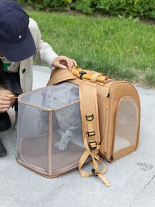 Transportín para mascotas, transportín para gatos, bolso portátil para mascotas, mochila transportadora de mascotas - Transportín blando para gatos medianos y perros pequeños de hasta 15 libras, bolso transportador de mascotas, transportín de viaje aprobado por aerolíneas - Marrón - Ver 9
