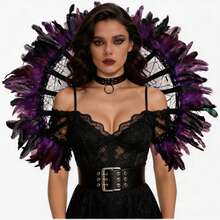 蕾丝披肩，万圣节服装配饰，化装舞会服装 - 紅色 - 查看 5