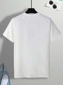 Camiseta de manga corta para hombre Manfinity con estampado de letras - Blanco - Ver 2