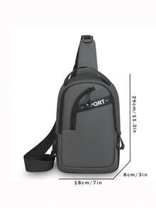 1个男士休闲PU防水斜挎包，轻便单肩包，带USB充电口、可调节肩带，多功能户外包，桃树图案，简约大方，是送给男士、学生、男友、商务人士和运动人士的理想礼物。 - 彩色 - 查看 3