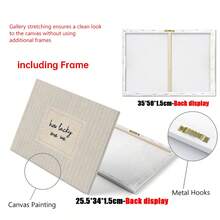 1 tấm tranh canvas kẻ sọc màu xám "Chúng ta thật may mắn", tranh nghệ thuật tối giản treo tường, phù hợp cho căn hộ, phòng khách, phòng ngủ, trang trí nhà hiện đại, trang trí tường, phòng trẻ em. - Nhiều màu - Xem 5