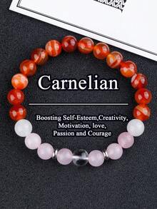 Boho Style Carnelian Bracelet, Healing, Balance, Reiki Bracelet | Stone Of Luck, Confidence, Meditation Spiritual Prayer Beads Holiday Jewelry, Gift For Him,Gifts For Her - Multicolor - View 7