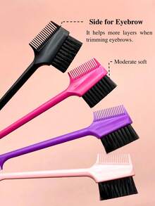 4Pcs Dual-Ended Eyebrow Brush & Eyelash Comb, Makeup Styling Tools, Grooming & Smoothing Hair, Suitable For All Hair Types - Multicolor - View 3
