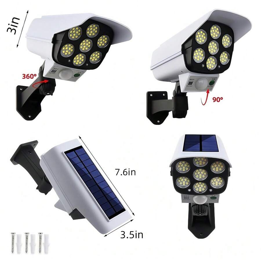 Outdoor Motion Sensor Solar Lights 2000 Lumens 77 LEDs Spotlight With Remote Controller FloodLights Outdoor IP66 Waterproof, Wireless Dummy Decoy Fake Security Camera For Porch Garden Patio Driveway. Solar Lights Outdoor Waterproof, Outdoor Lamps Lamps For Living Room, Cosas Para El Cuarto, Room Acesories, Bedroom Acesories - 1PCS - 查看 1