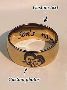 1pc Customized Fashion Personalized Stainless Steel Ring - Customizable Engraving, Durable, Suitable For Birthday, Anniversary, Wedding, Mother's Day, Father's Day, Easter, Family Ring, Customized Engraved Ring, Gift For Mom, Personalized Gift, Thanksgiving, Halloween, Christmas Gift - Multicolor - View 19
