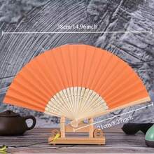 Blank Folding Fan, White Paper Fan, Solid Color Bamboo Blank Colored Paper Fan - Multicolor - View 4