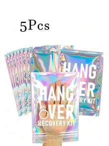 1-10pcs Hangover Recovery Kit Self-Care Gift Set, Pre-Printed Holographic Resealable Bags, Elegant Mini Gift Bags, Multiple Colors Available, Suitable For Wedding Favors, Party Favors, Small Gifts, Birthday, Gender Reveal, Halloween Candy, Birthday Hangover Kit, Back To School, Valentine's Day, Size 7"X5" - Multicolor - View 8