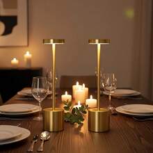 [2PCS] Modern Cordless LED Table Lamp Set - Touch Dimmable & 3 Color Modes, Rechargeable Wireless Night Light For Bedroom Bedside, Living Room Decor, Bar & Patio Ambient Lighting - Ideal Gift - 金色 - 查看 4