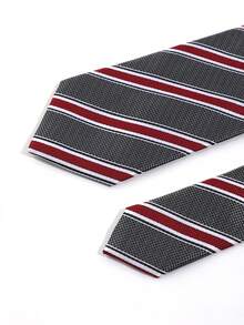 1 chiếc cà vạt nam kiểu retro màu xám và đỏ kẻ sọc - Xám - Xem 3