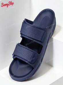 Sandalias de Hombre con Doble Correa Ajustable Chanclas Casuales de Moda Antideslizantes para Playa y Uso Diario Verano - Azul Marino - Ver 4
