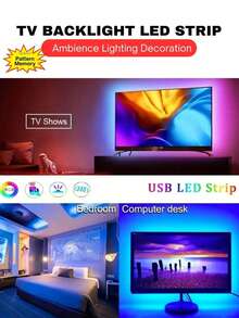 1-30m/Set Smart LED Strip Lights, 5050 RGB, Flexible Tape Lights For TV Backlight, Gaming Room, Christmas, Valentine's Day Decoration - 彩色 - 查看 5