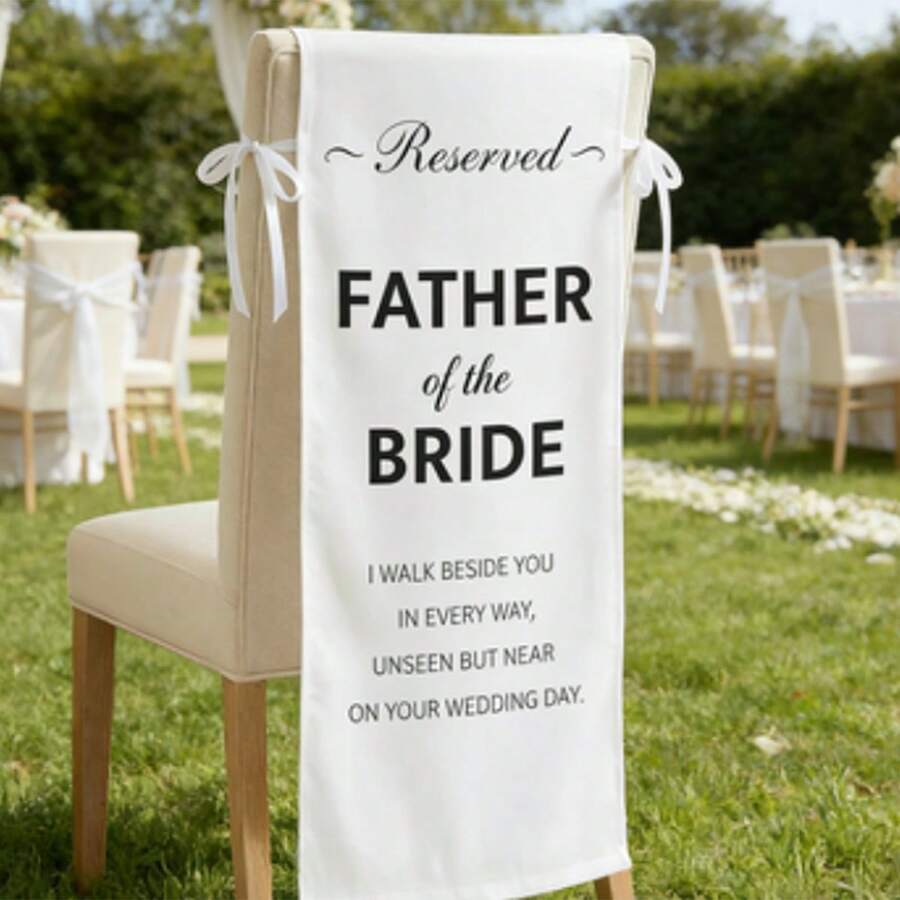 Wedding Memorial Chair Sign Long Chair Cover With Straps, Save A Seat For A Loved One In Heaven - B - View 1