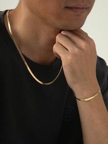 2 pezzi/set Collana e bracciale minimalisti con motivo a ossa di serpente per uomo, gioielli di moda hip-hop, accessori versatili, gioielli raffinati, regalo per le vacanze - Set di 2 pezzi con osso di serpente - Visualizzare 6