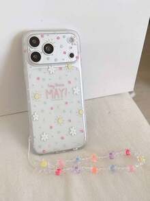 1条花日图案手链 + 透明防摔手机壳，TPU材质，适合作为节日礼物，兼容苹果Xs/Xsmax/Xr/11/12/13/14/15/16pro/Promax/14/15/16plus/17，男女通用 - 無色 - 查看 5
