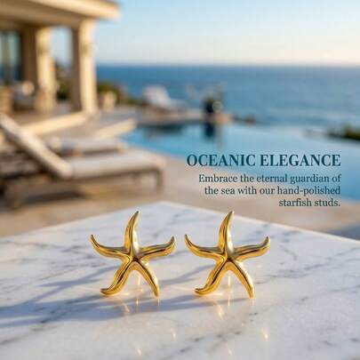 Hoa tai hình ngôi sao bằng thép không gỉ dành cho nữ, thích hợp để đeo hàng ngày cũng như trong các kỳ nghỉ như một phụ kiện mang chủ đề biển cả.