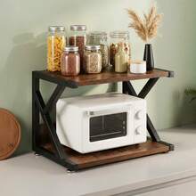Modern Desktop Printer Stand 2 Tier Desk Organizer Multi-Purpose Computer Monitor Riser With Storage Shelves Wood Printer Stand For Home Office Fax Machine Scanner Books - Brown - View 7