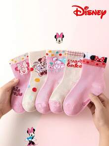 Disney 10/5 双装儿童袜子，艾莎公主冬季保暖中筒卡通袜，透气男女童校袜 - 彩色 - 查看 16