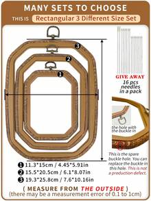 4 Stück/Set Vintage Stil braune Holzmaserung Stickrahmen, sortierte Formen, DIY handgemachte Kreuzstich Rahmen, Traumfänger Aufhängeringe, aus ABS & PVC gefertigt, mit Metallhaken, langanhaltend, inklusive 16 Stück Nadeln, geeignet für Heimdekoration & Stickerei - Braun - Übersicht 25