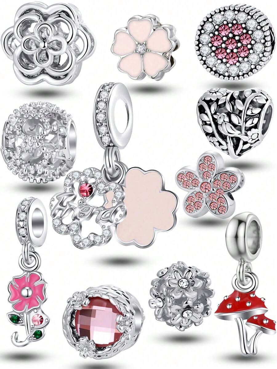 11pcs Hollow Flower, Mushroom, Heart Shaped Jewelry DIY Accessories - Multicolor - View 1
