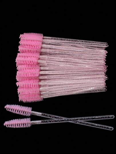 100PCS Disposable Eyelash Brushes, Adjustable Mascara Wands Makeup Applicator Kits, Lash Spoolies Brushes For Eyelash Extensions And Eyebrows (Pink)