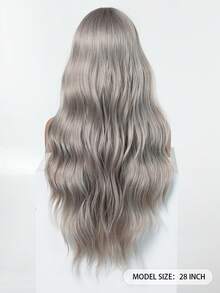 Tóc giả dài 28 inch màu xám ombre gợn sóng thanh lịch có mái, phù hợp để đội hàng ngày, hóa trang cosplay, dự tiệc, Giáng sinh, lễ hội năm mới, lễ hội âm nhạc, quà tặng tốt nghiệp mùa hè. - Màu Xám nhạt - Xem 3