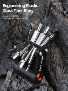 WEST BIKING Multifunctional Portable Bicycle Repair Tool Set With Hidden CO2 Fast Charging Air Inlet And High-Strength Screwdriver Combination Tool - Multicolor - View 6