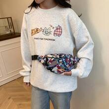 大容量印花腰包，轻便防水尼龙胸包，户外休闲斜挎包，可调节肩带 - 彩色 - 查看 10