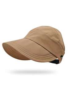 1pc Women's Breathable Foldable Sun Hat, Wide Brim, UV Protection, Open-Top Peaked Cap, Suitable For Ponytail - A - View 6