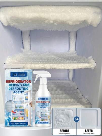 jakehoe Multi-Purpose Refrigerator Defrosting Spray & De-Icing Agent, Rapid Frost Remover For Freezer, Ice Maker, Car Windows & Faucets, Fast Melting Cleaning Spray (120ML/Bottle) De-Icer, Fridge Cleaner, Car Defrost, Ice Melt, Winter Essentials, Household Cleaning, Anti-Freeze.
