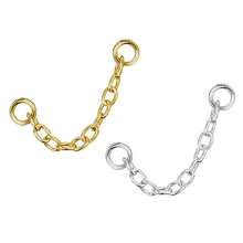 Pendientes chapados en oro de 14K, cadena colgante convertible para doble perforación, pendientes colgantes - Oro/plata - Ver 11
