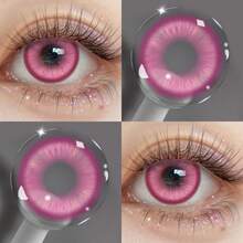 LEERMOO 自然年抛舒适隐形眼镜，适合学生日常生活、节日活动、万圣节服装及角色扮演，彩虹节适用 - 玫瑰紅 - 查看 2
