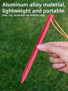 URBANWAVE 7075-T6 铝合金帐篷地钉，1/8 包装 Y 型梁帐篷地钉，重型三梁帐篷地钉，高强度全地形帐篷地钉，硬地 Y 型帐篷地钉，带绳徒步露营帐篷地钉，红色铝合金帐篷地钉 - A - 查看 5