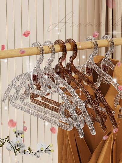 5pcs Scented Clothes Hangers - Seamless Luxury Thickened Wavy Pattern Acrylic Hangers, Long-Lasting Fragrance, Efficient Drying And Storage For Bedroom, Bathroom And Home, Fashion Hanger Design, Non-Slip