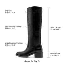 Women's Knee High Boots Pull-On Tall Shaft With Western Stitching Vintage Style Comfortable Square Toe Boots For Women - 黑色 - 查看 3