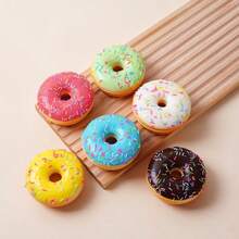逼真弹力甜甜圈和汉堡软萌玩具，蛋糕装饰模型，新奇减压玩具 - 彩色 - 查看 2