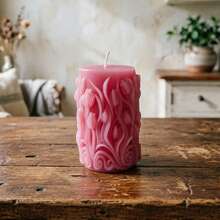 1 pièce Grande bougie parfumée en forme de pilier de fleur de tulipe, décoration d'ornement pour la maison - 1PC - Voir 10