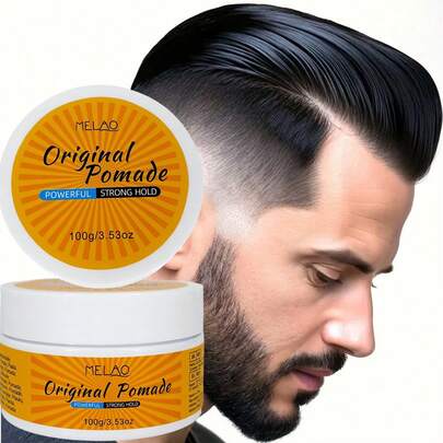  Strong Hold Pomade, MELAO Original Pomade, Powerful Styling For Men, Classic Hold, High Shine Finish, For Slick Back, Side Part & Textured Styles, 100g/3.53oz