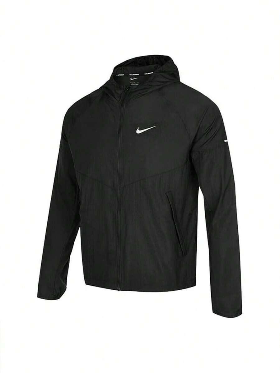 Nike Men's Jacket, 2026 Spring New Running Sports Training Fitness Casual Water-Resistant Hooded Jacket DD4747-010 - Black - View 1