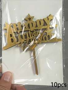 优雅生日蛋糕装饰 - 金色闪光亚克力装饰品，包含数字、字母和“生日快乐”字样，适用于多层蛋糕、滴落蛋糕、生日派对装饰，可重复使用且易于组装 - 彩色 - 查看 8
