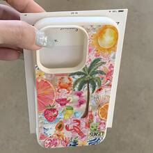 Funda para teléfono: 1 funda suave con diseño de collage de fiesta en la playa de verano y patrón de lichi, compatible con iPhone 17 16 15 14 13 12 11 Pro Max MINI AIR 14 15 16 Plus XS XR X 8 7 SE 2020, teléfonos móviles, bolsos, accesorios para móviles, fundas para teléfonos, decoración de interiores, accesorios, fundas transparentes para teléfonos, verano, correas para teléfonos, fundas para teléfonos de hombre, fundas negras para teléfonos, fundas rosas para teléfonos, funda para móvil para hombre, funda para móvil para mujer, protección para teléfonos móviles, accesorios de playa, dulces de fresa, cubiertas protectoras para teléfonos. - Estilo (1 pieza) - Ver 3